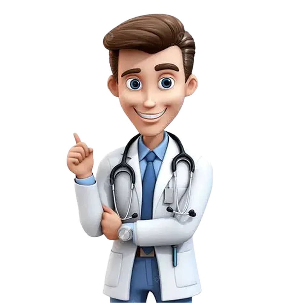 Ilustración de un médico sonriendo, que te acompaña en tu tratamiento